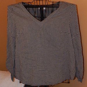 Ladies Mittoshop Black and White Checkered Blouse - Top - Shirt  Size L
